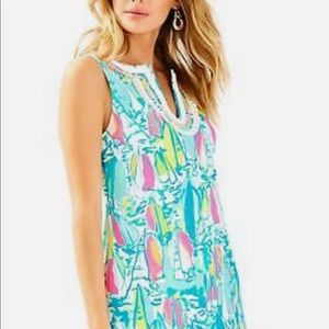 Never worn! Lilly Pulitzer shift dress. Beautiful dress with detailed neck line